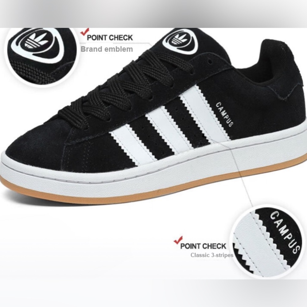 NWT Adidas Campus 00s Black White Gum Kid - Picture 2 of 2